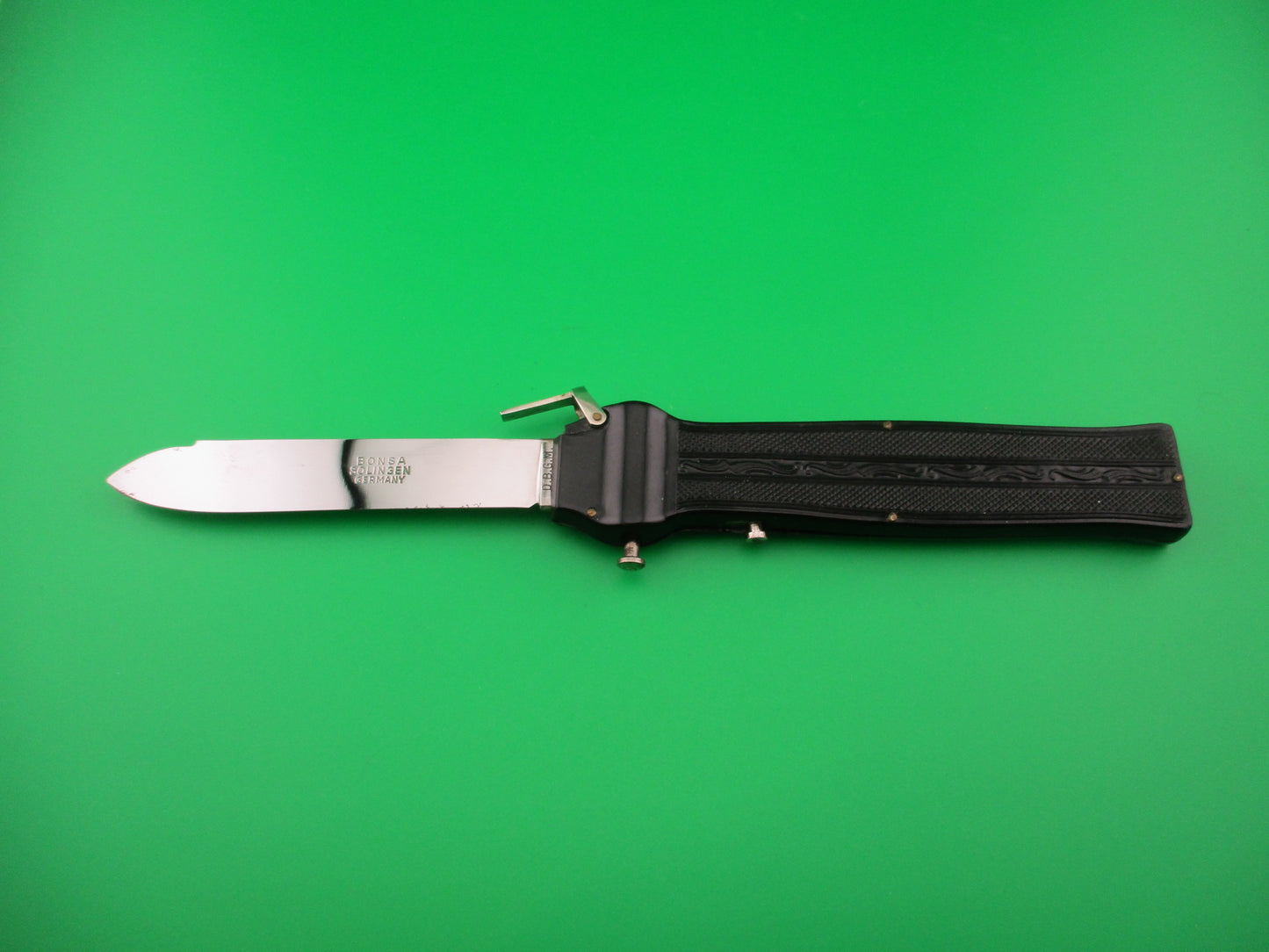 BONSA SOLINGEN D.B.G.M ROSTFREI 23cm German OTF BLACK Automatic Trapdoor knife