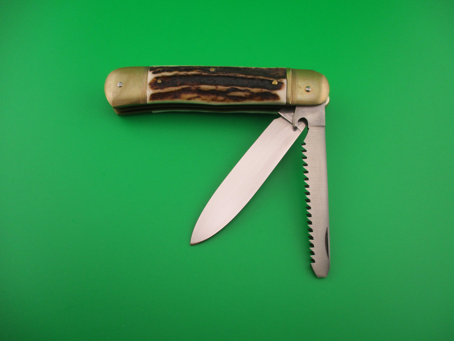 HUBERTUS SOLINGEN 11cm West German Lever Stag 2 blade Camper automatic knife