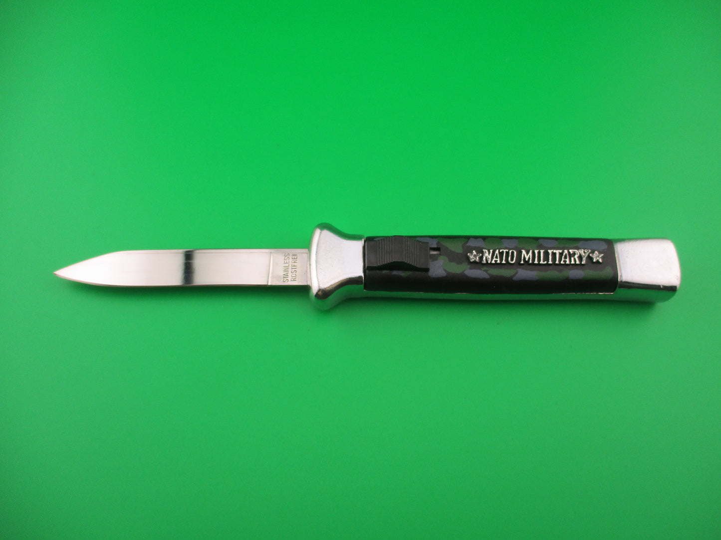 STAINLESS ROSTFREI 21cm Camouflage OTF DA Chrome Chef's Hat bolsters automatic knife