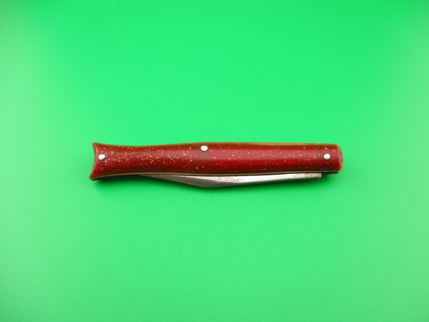 Edgemaster Fishtail Red Sparkle switchblade vintage 1950s