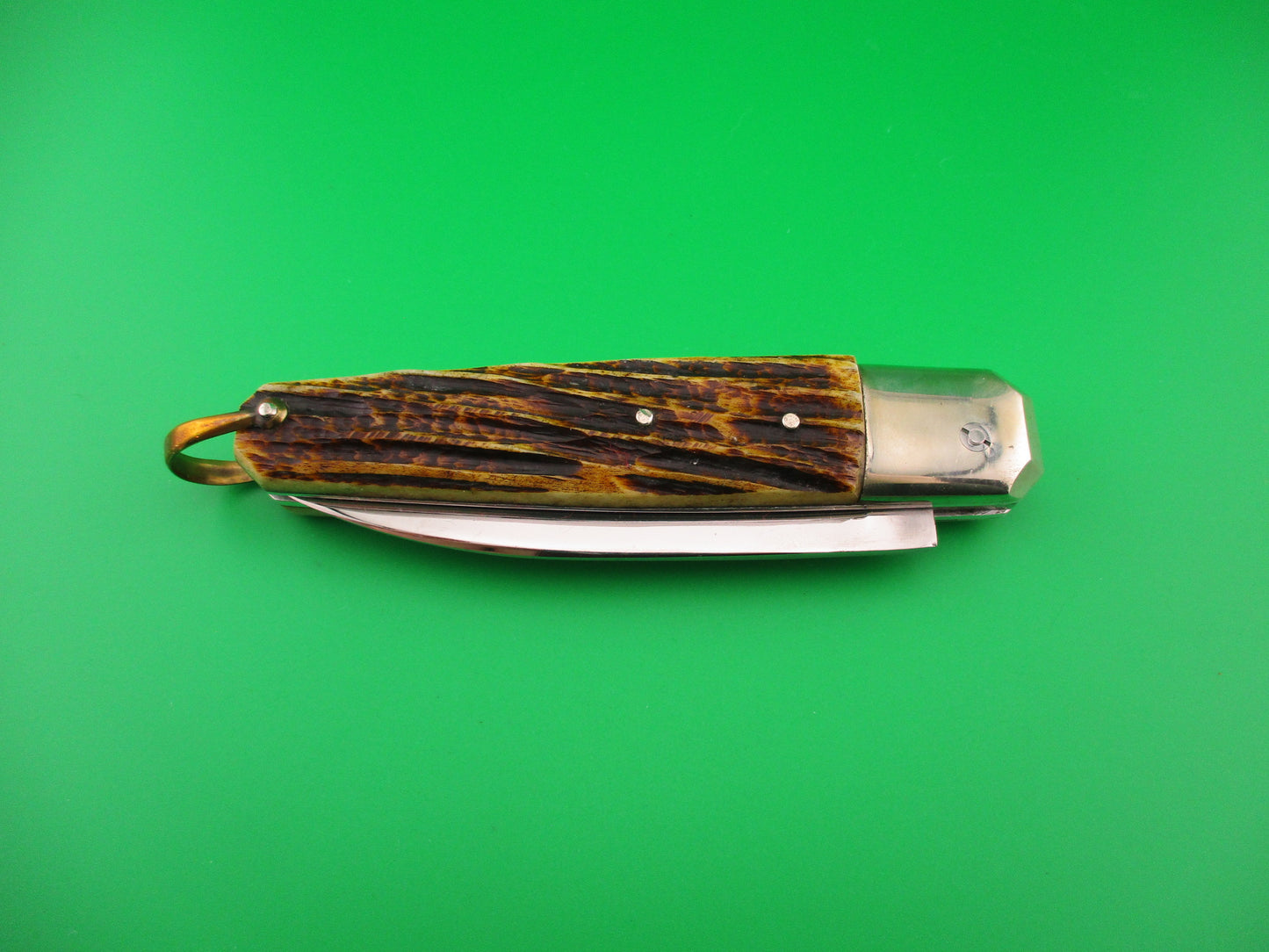 ST ETIENNE INOX 23cm French Coffin Lever Jigged bone vintage automatic knife