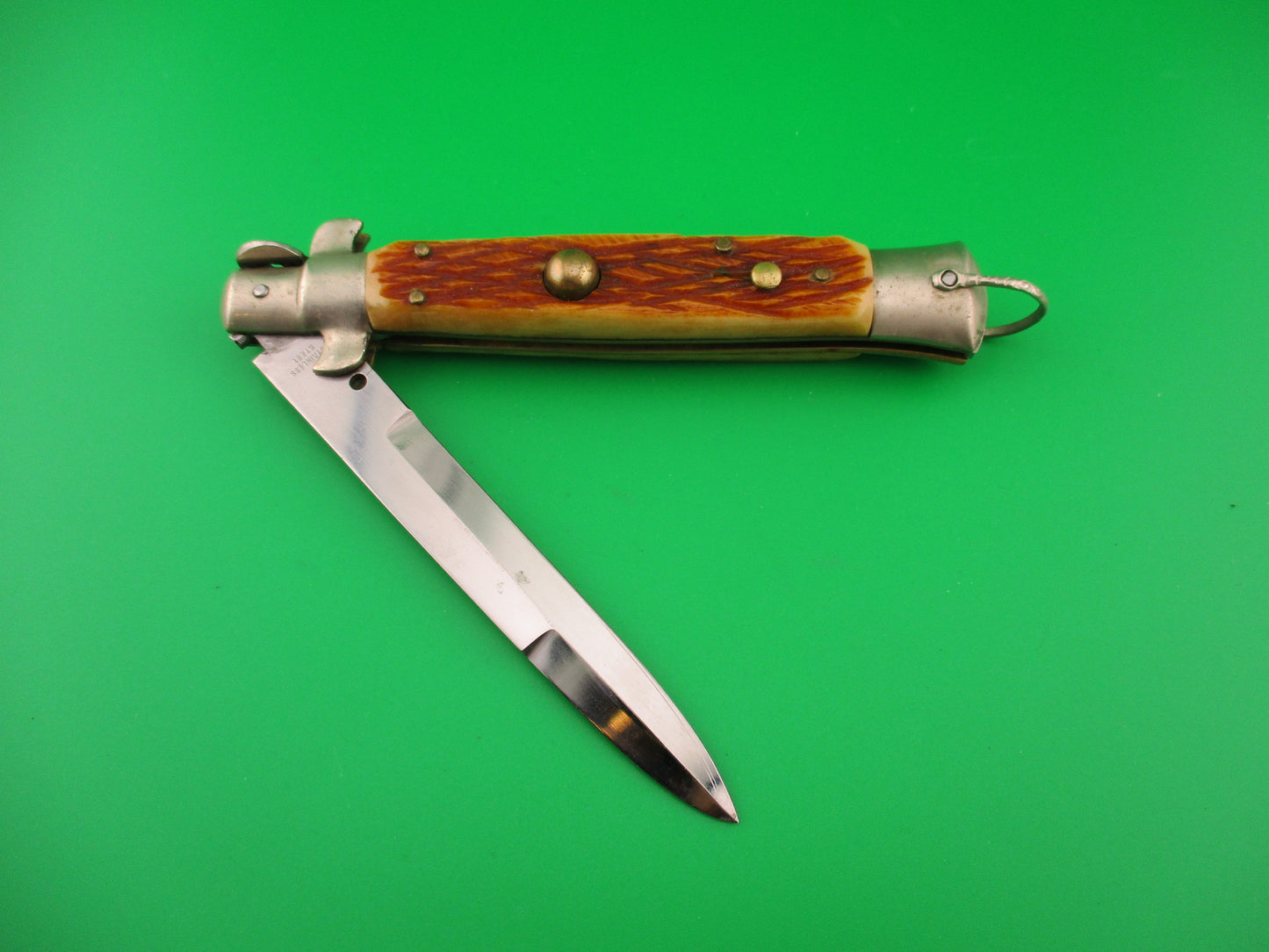 STAINLESS STEEL 23cm Japanese picklock 1960s Vintage bone automatic knife