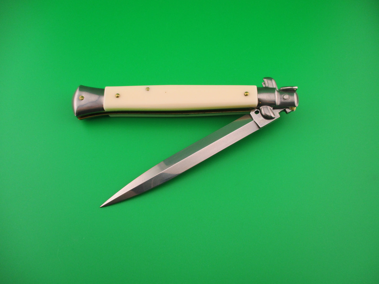 FRANK B ITALY 28cm Italian Stiletto Swivel bolster Dagger camel bone automatic knife