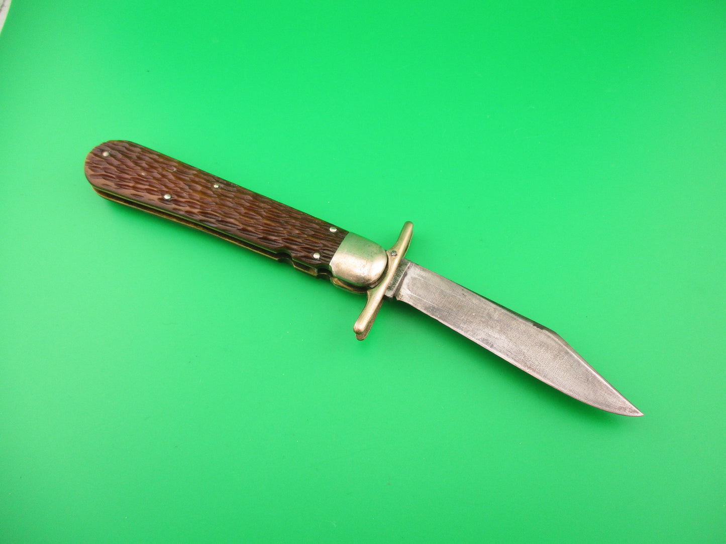 RARE LL Bean 4 7/8" Hunter's Pride Jigged bone Vintage automatic knife