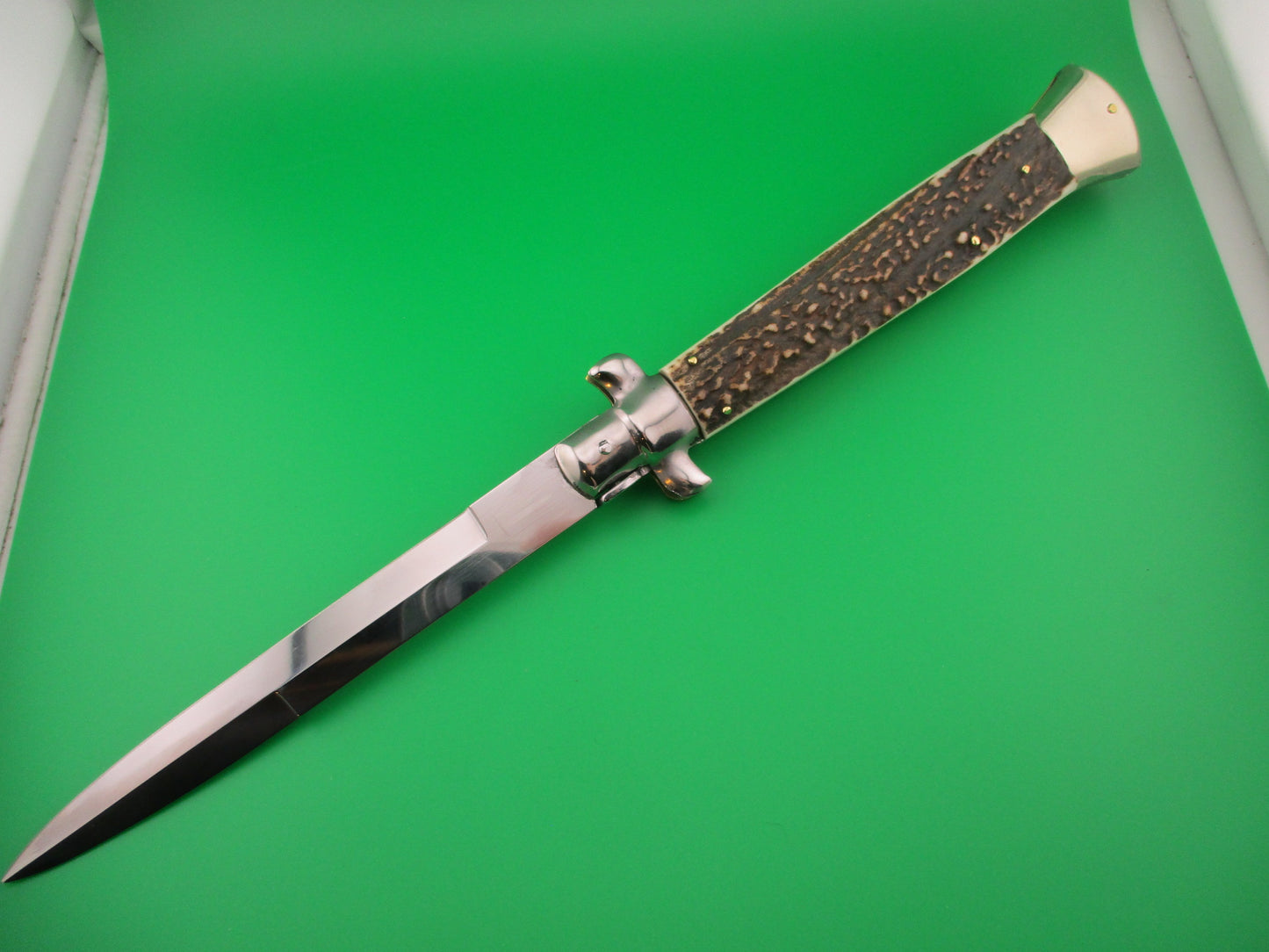 AGA CAMPOLIN ITALY 38cm Italian Picklock Stag stiletto 18 inch automatic knife