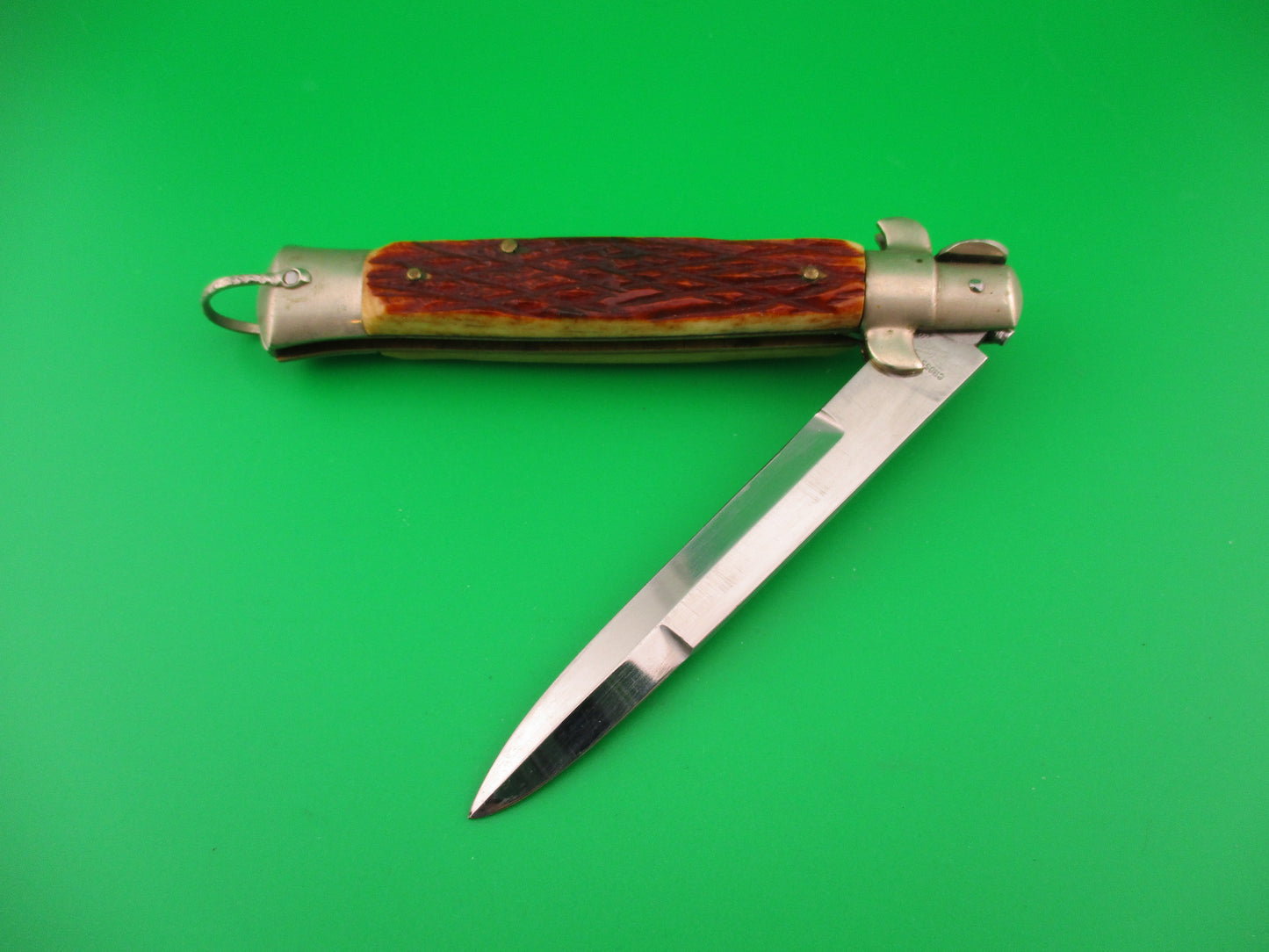 STAINLESS STEEL 23cm Japanese picklock 1960s Vintage bone automatic knife