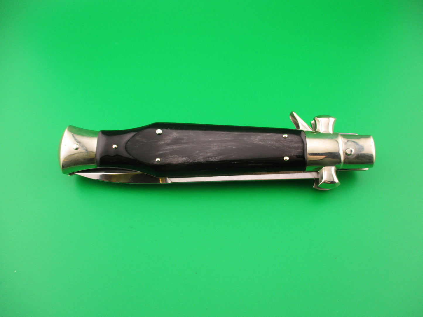 AGA CAMPOLIN 29cm Italian BLACK WIDOW Fulcrum Wasp Square button Dark horn automatic knife
