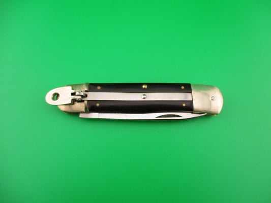 Hubertus Solingen 11cm West Germany Lever Black Micarta automatic knife