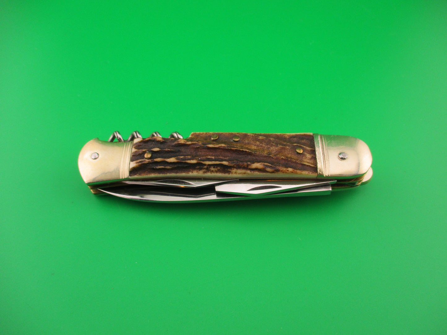 Hubertus 4 Blade Camper 11cm West German Lever Stag automatic knife
