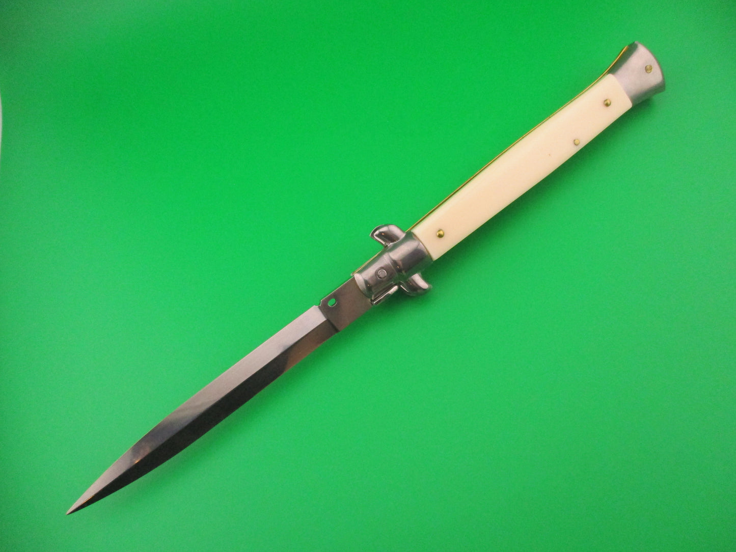 FRANK B ITALY 28cm Italian Stiletto Swivel bolster Dagger camel bone automatic knife