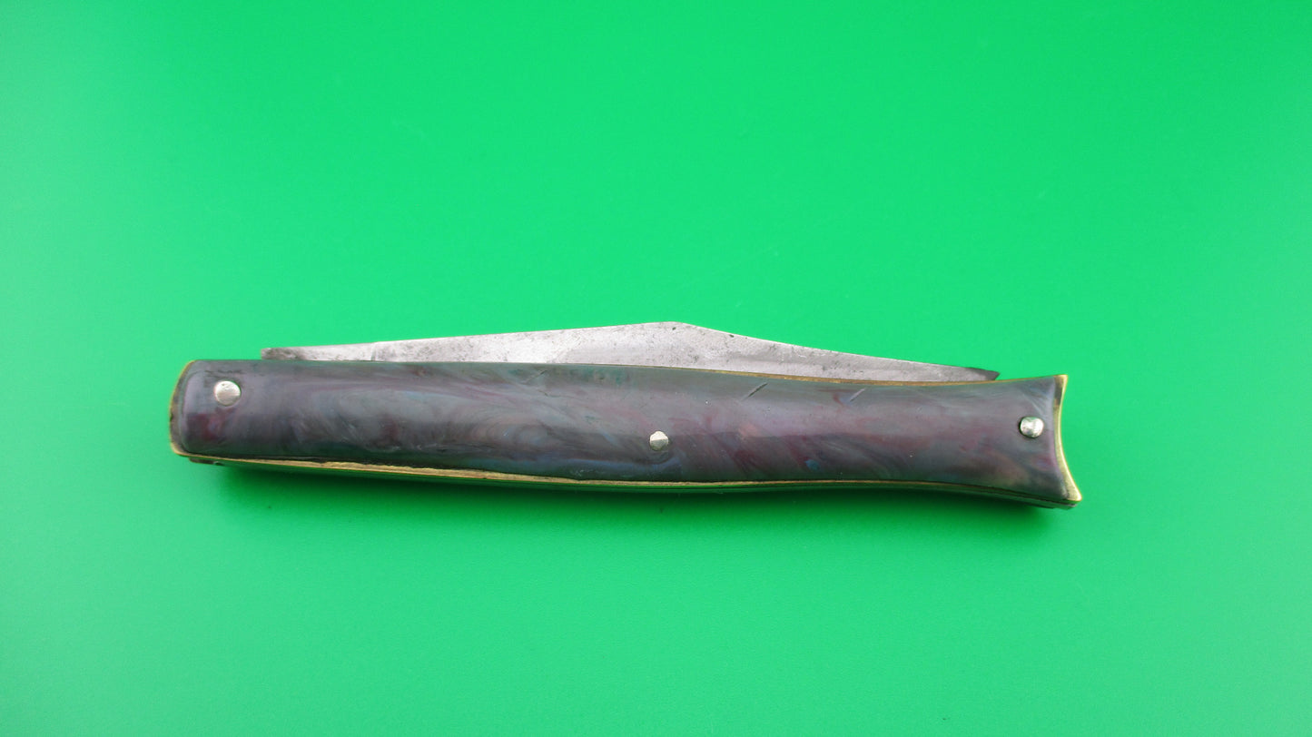 z Edgemaster Fishtail Purple & green swirl 1950s American switchblade knife