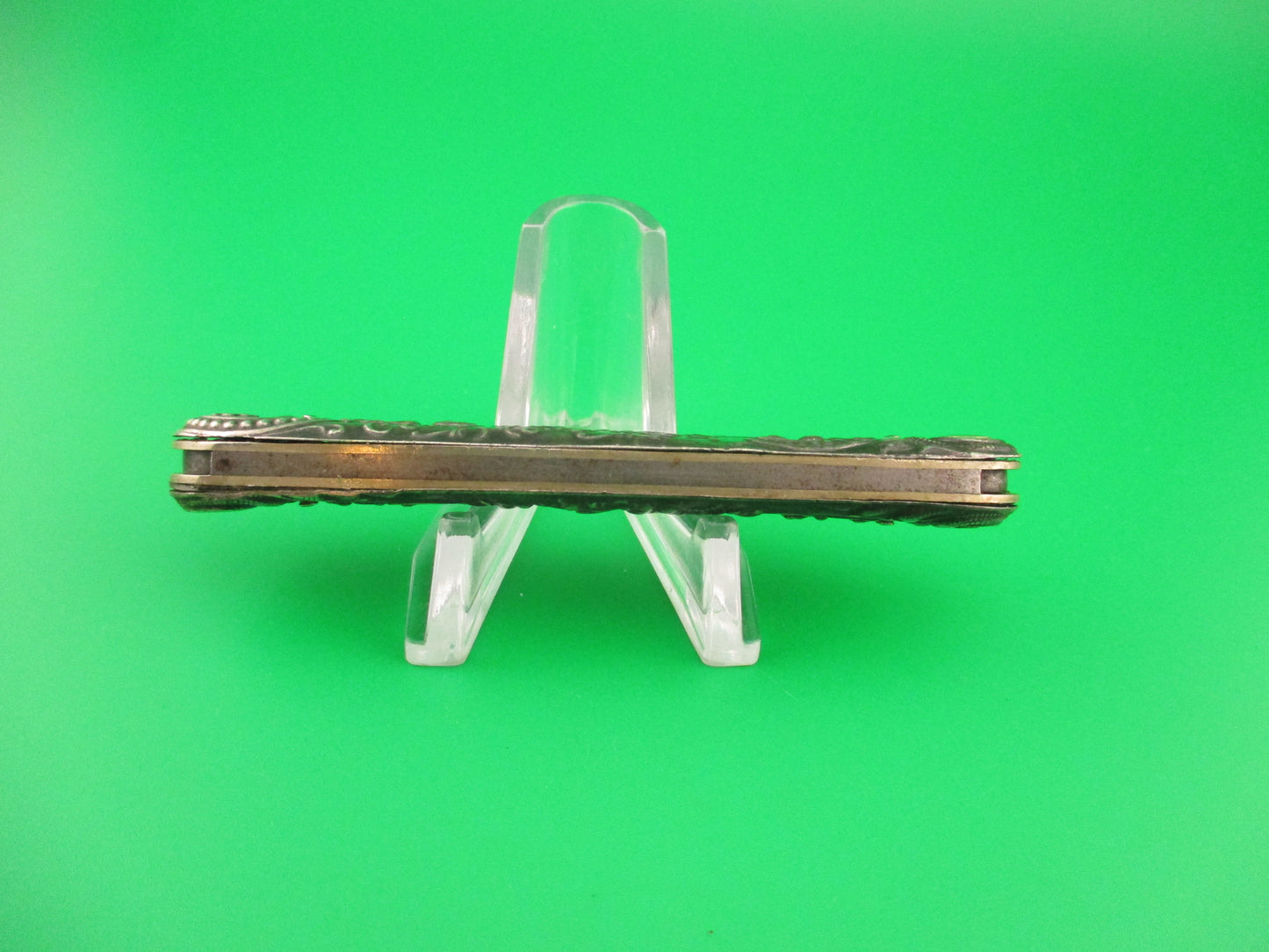 Press Button Knife Co Medium double Sterling Silver Satyr NY Home Insurance switchblade