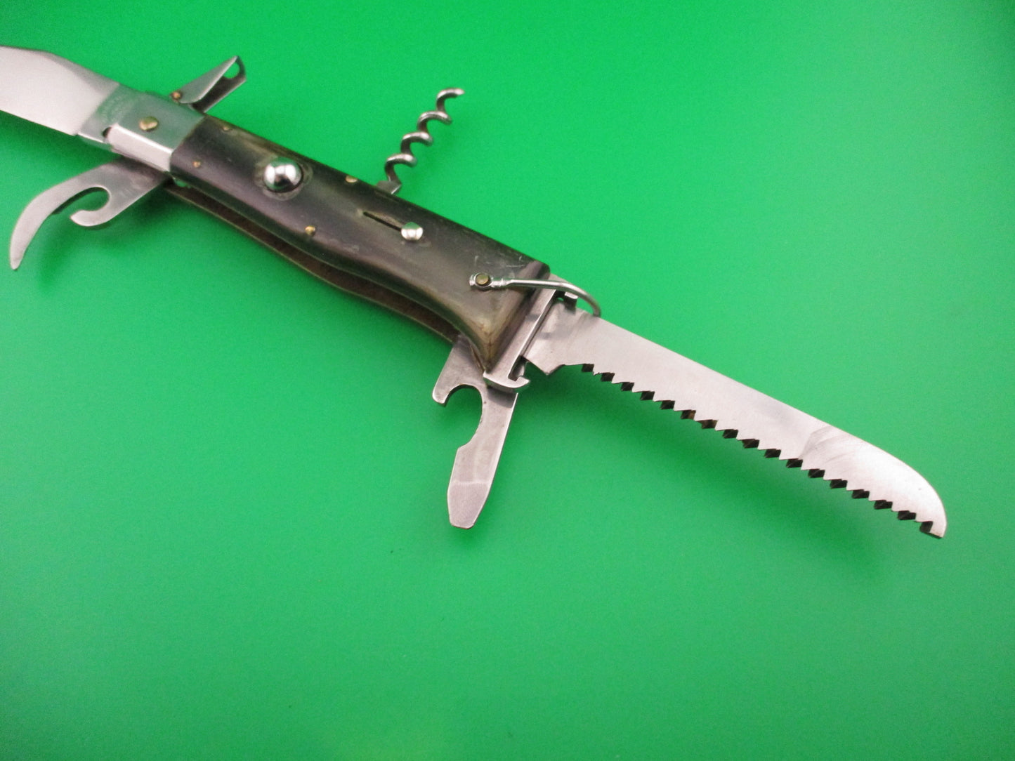 MASERIN & DE NARDO INOX MANIAGO 20cm Italian Fulcrum Camper Shell puller 5 blade automatic knife
