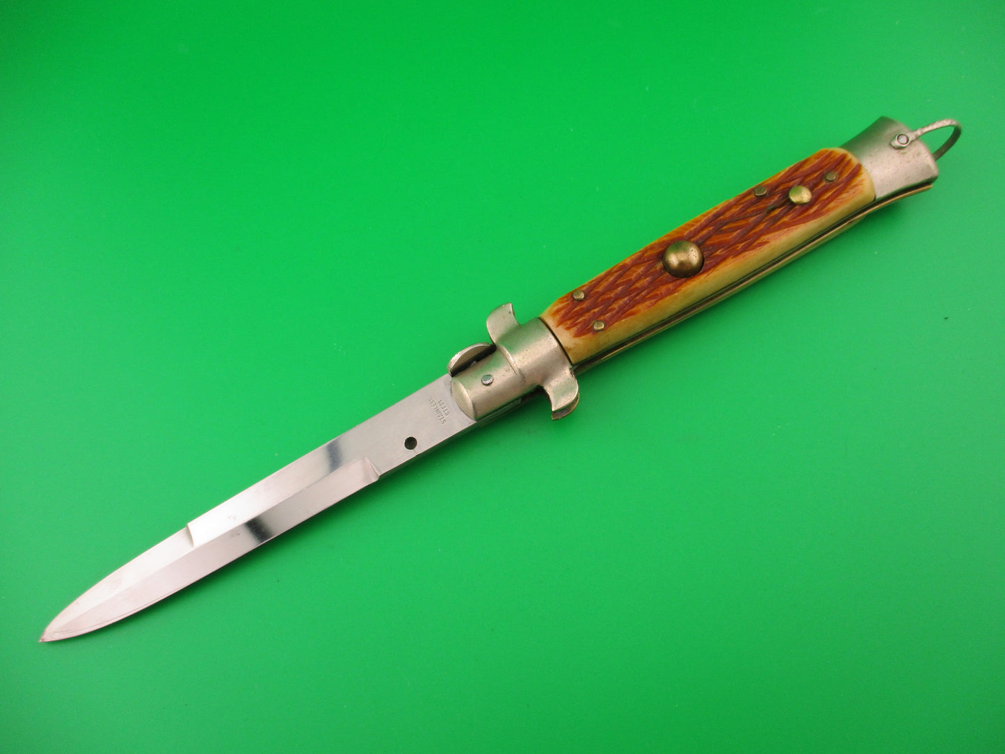 STAINLESS STEEL 23cm Japanese picklock 1960s Vintage bone automatic knife
