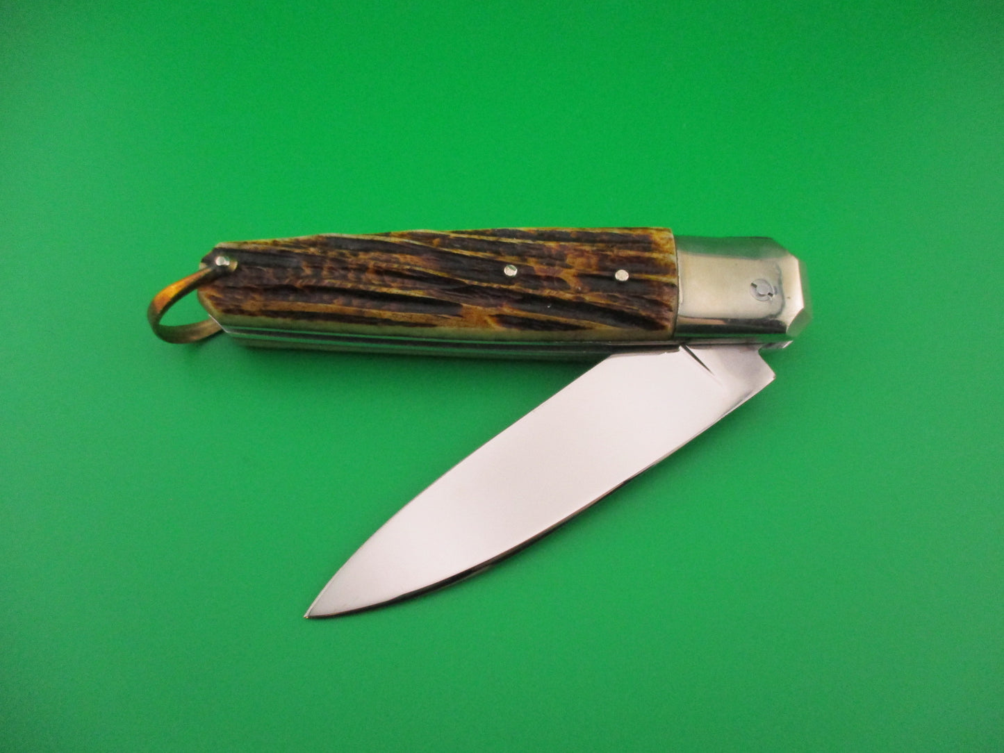 ST ETIENNE INOX 23cm French Coffin Lever Jigged bone vintage automatic knife