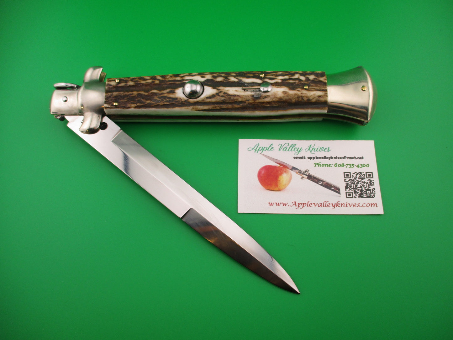 AGA CAMPOLIN ITALY 38cm Italian Picklock Stag stiletto 18 inch automatic knife