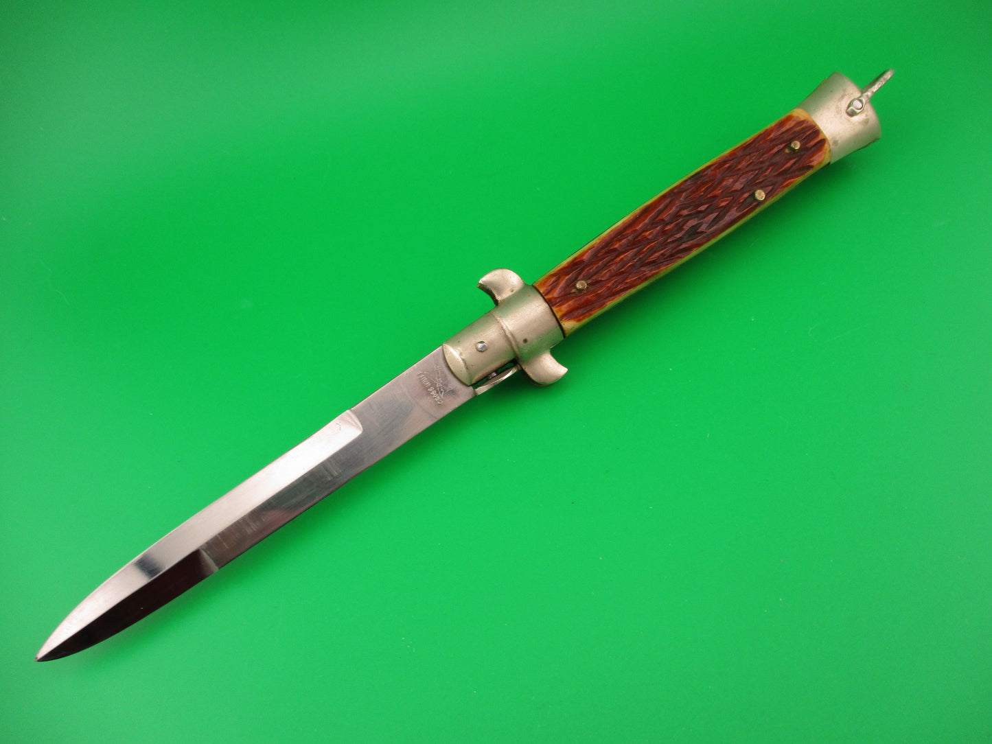 STAINLESS STEEL 23cm Japanese picklock 1960s Vintage bone automatic knife