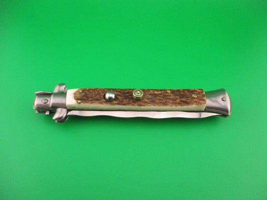 FRANK B ITALY 28cm Italian Picklock Stag KRIS blade automatic knife Bullet safety