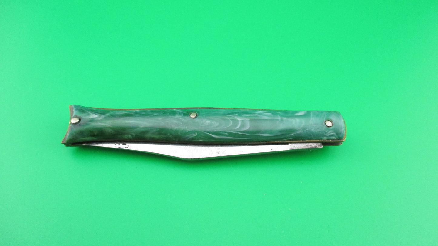 Edgemaster Fishtail Green Swirl 1950s American switchblade knife