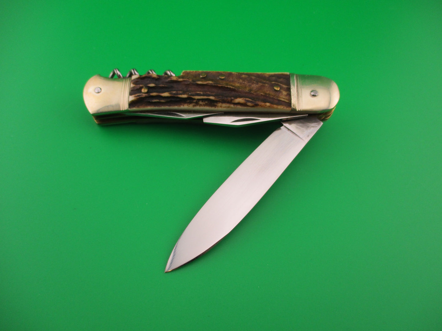 Hubertus 4 Blade Camper 11cm West German Lever Stag automatic knife