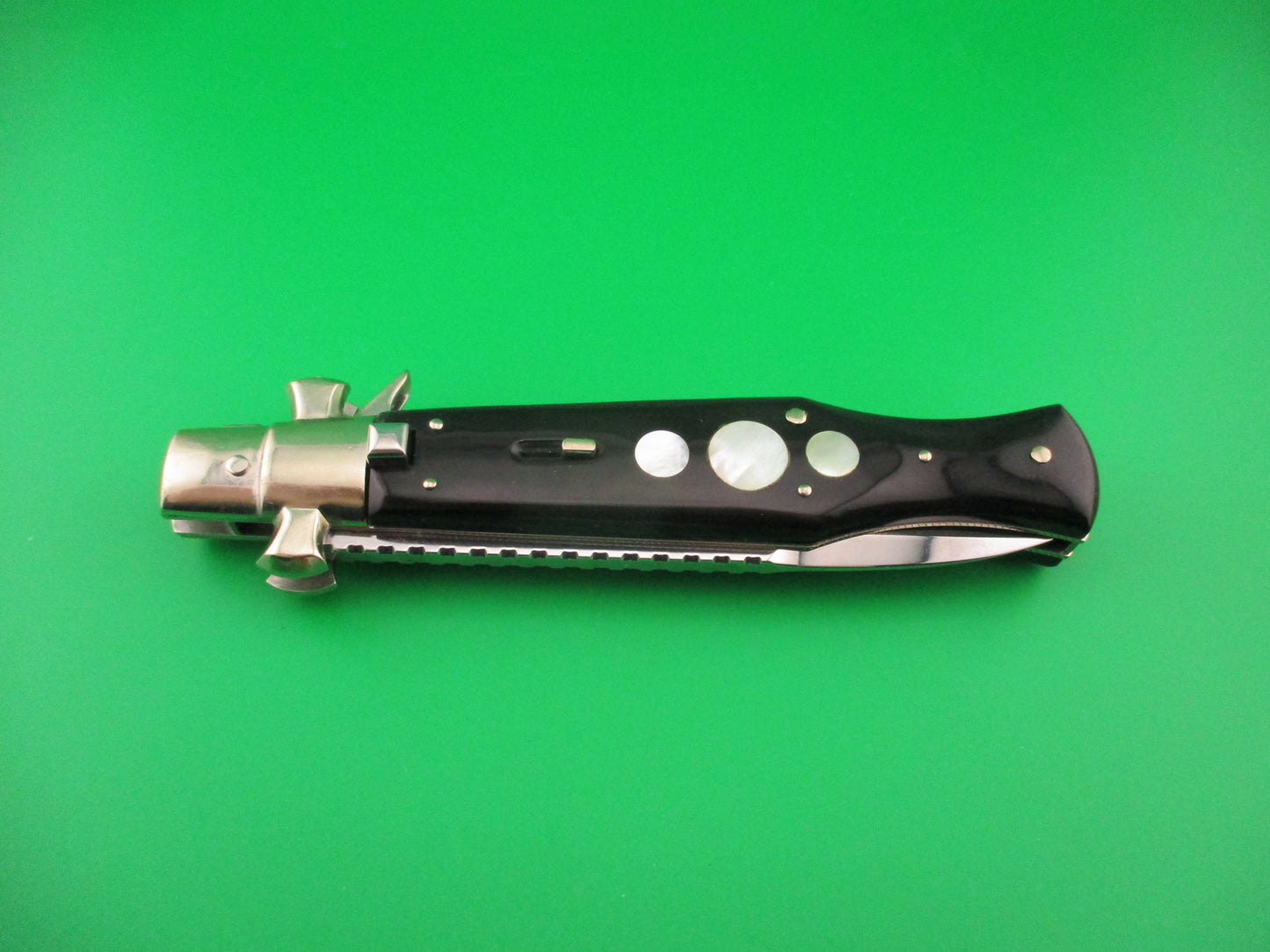 AGA CAMPOLIN 29cm Italian BLACK WIDOW Fulcrum Wasp Square button MOP automatic knife