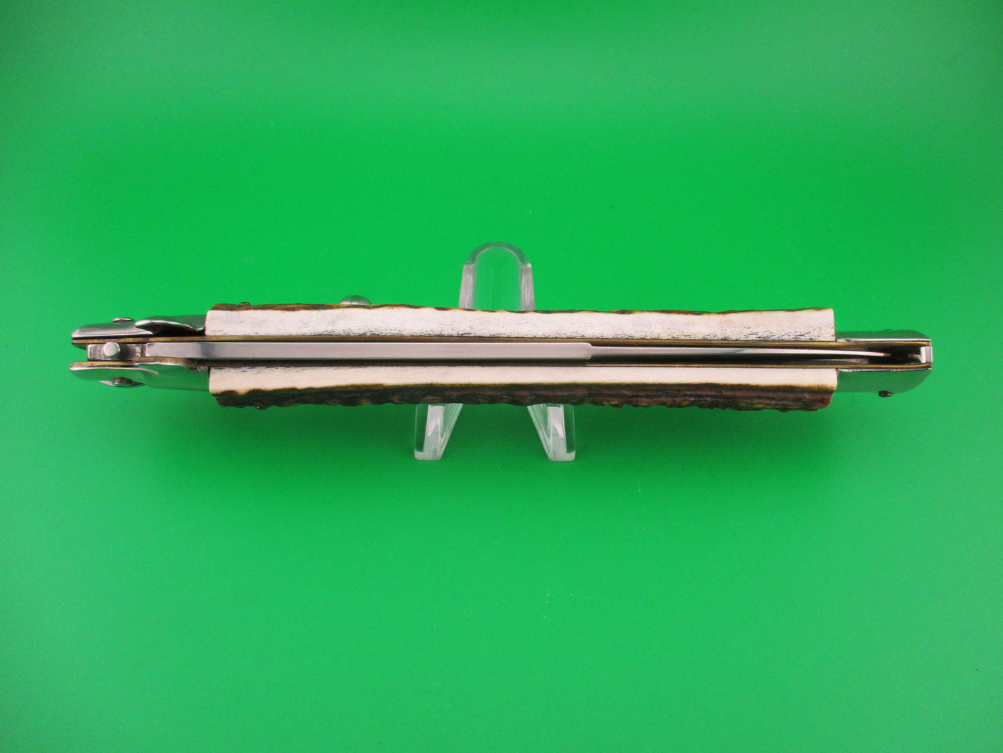 FRANK B 33cm Italian Stiletto Bayonet Stag swivel bolster automatic knife