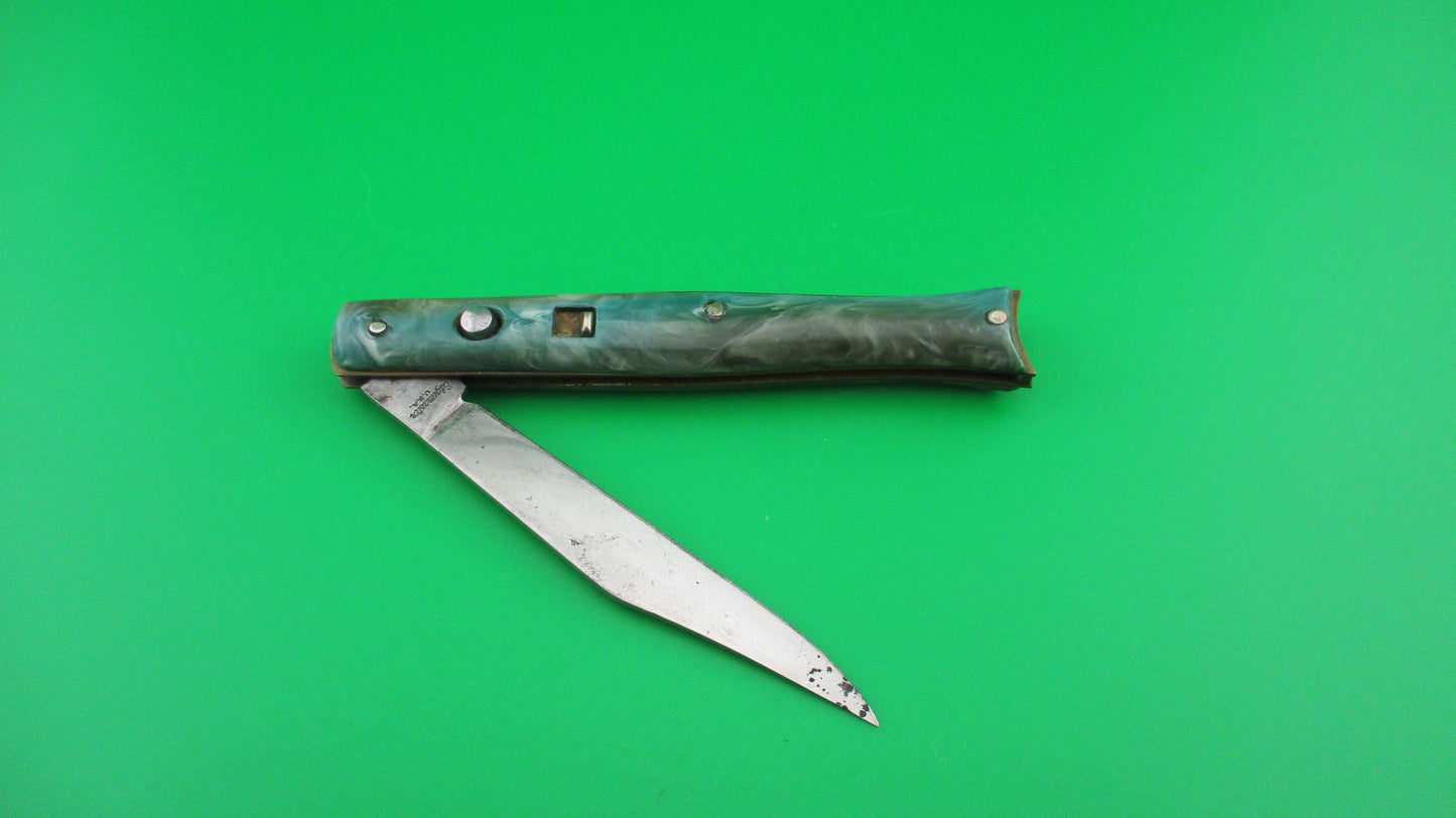 Edgemaster Fishtail Green Swirl 1950s American switchblade knife