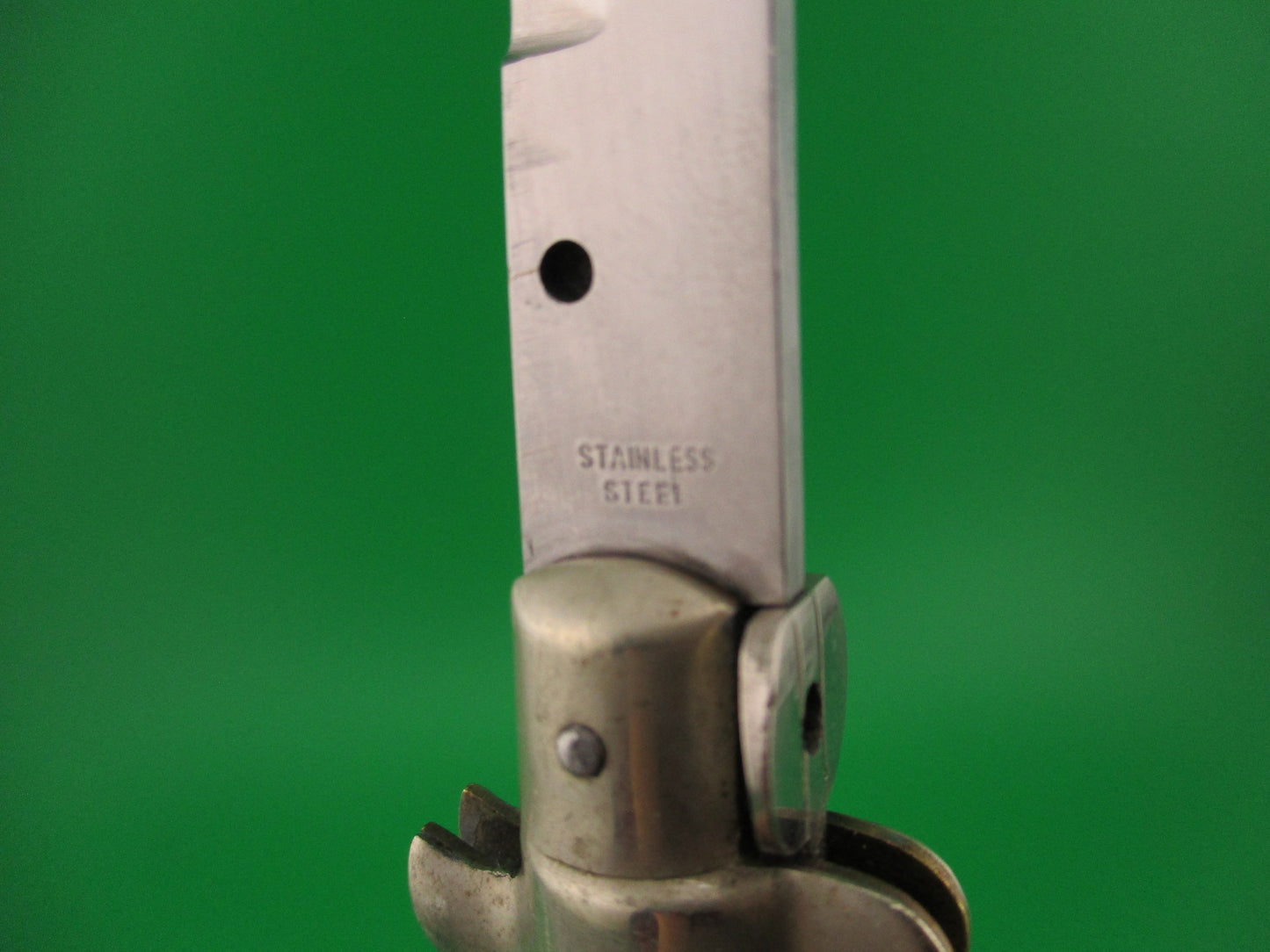 STAINLESS STEEL 23cm Japanese picklock 1960s Vintage bone automatic knife