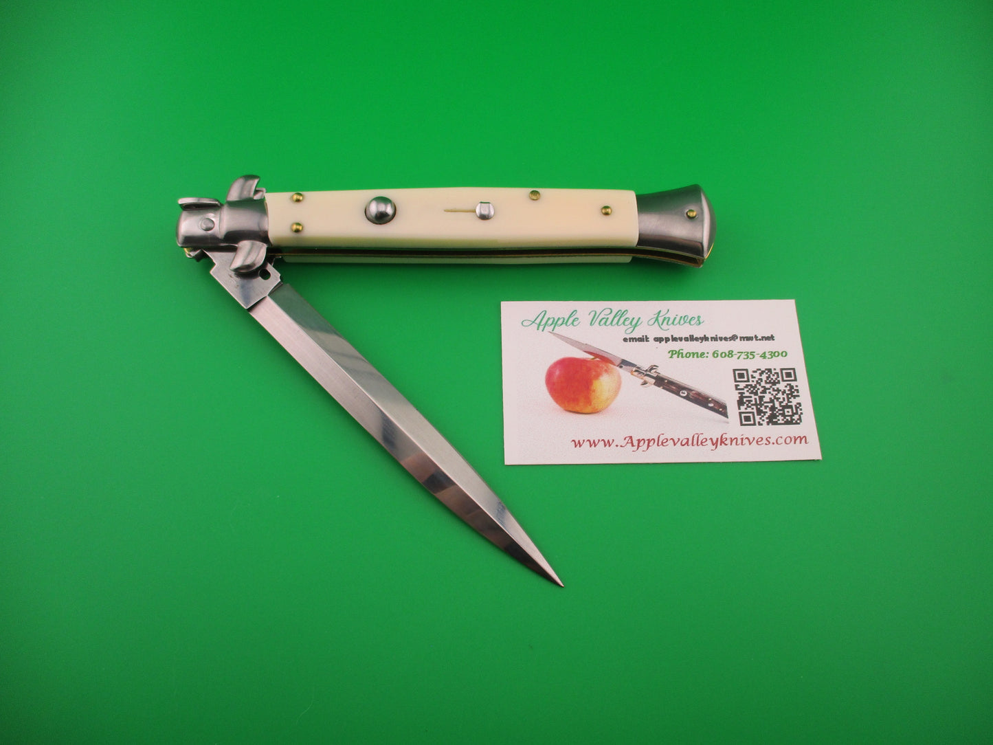FRANK B ITALY 28cm Italian Stiletto Swivel bolster Dagger camel bone automatic knife