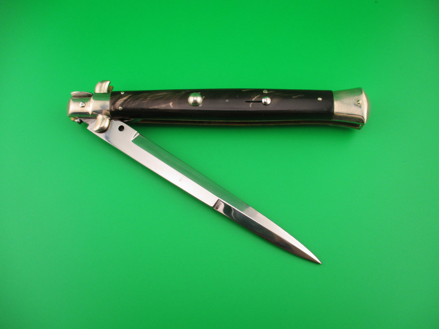 z AGA CAMPOLIN 33cm Picklock Stiletto Brown streaked horn NOS automatic knife