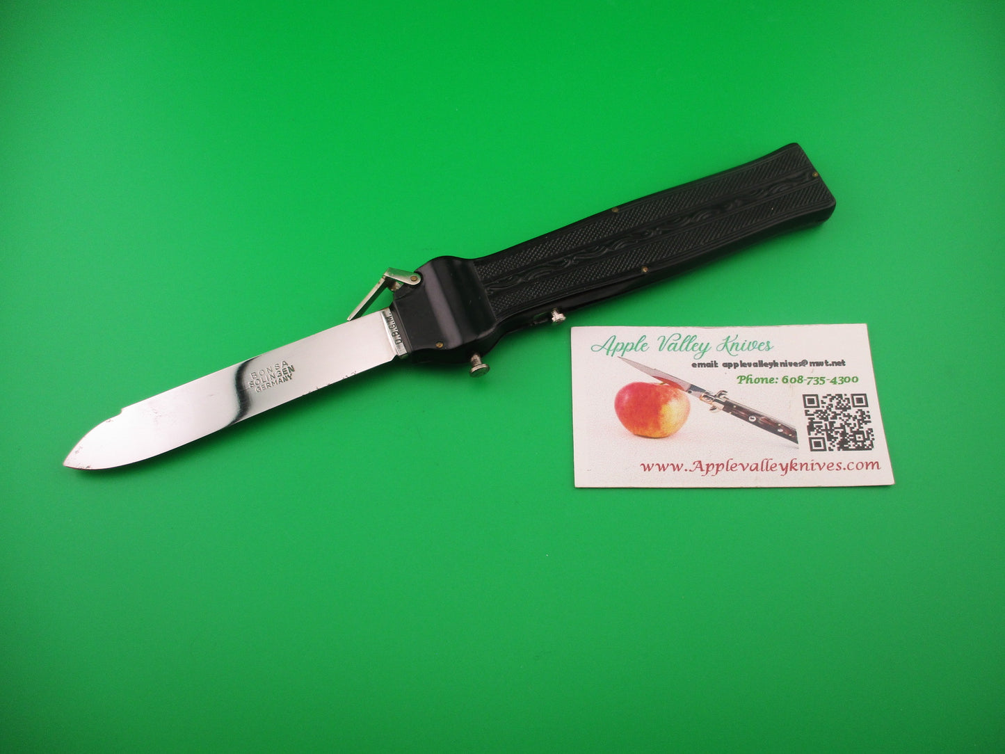 BONSA SOLINGEN D.B.G.M ROSTFREI 23cm German OTF BLACK Automatic Trapdoor knife