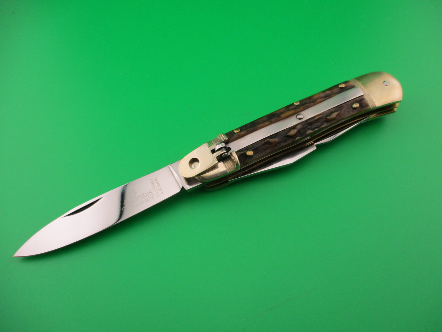 Hubertus 4 Blade Camper 11cm West German Lever Stag automatic knife
