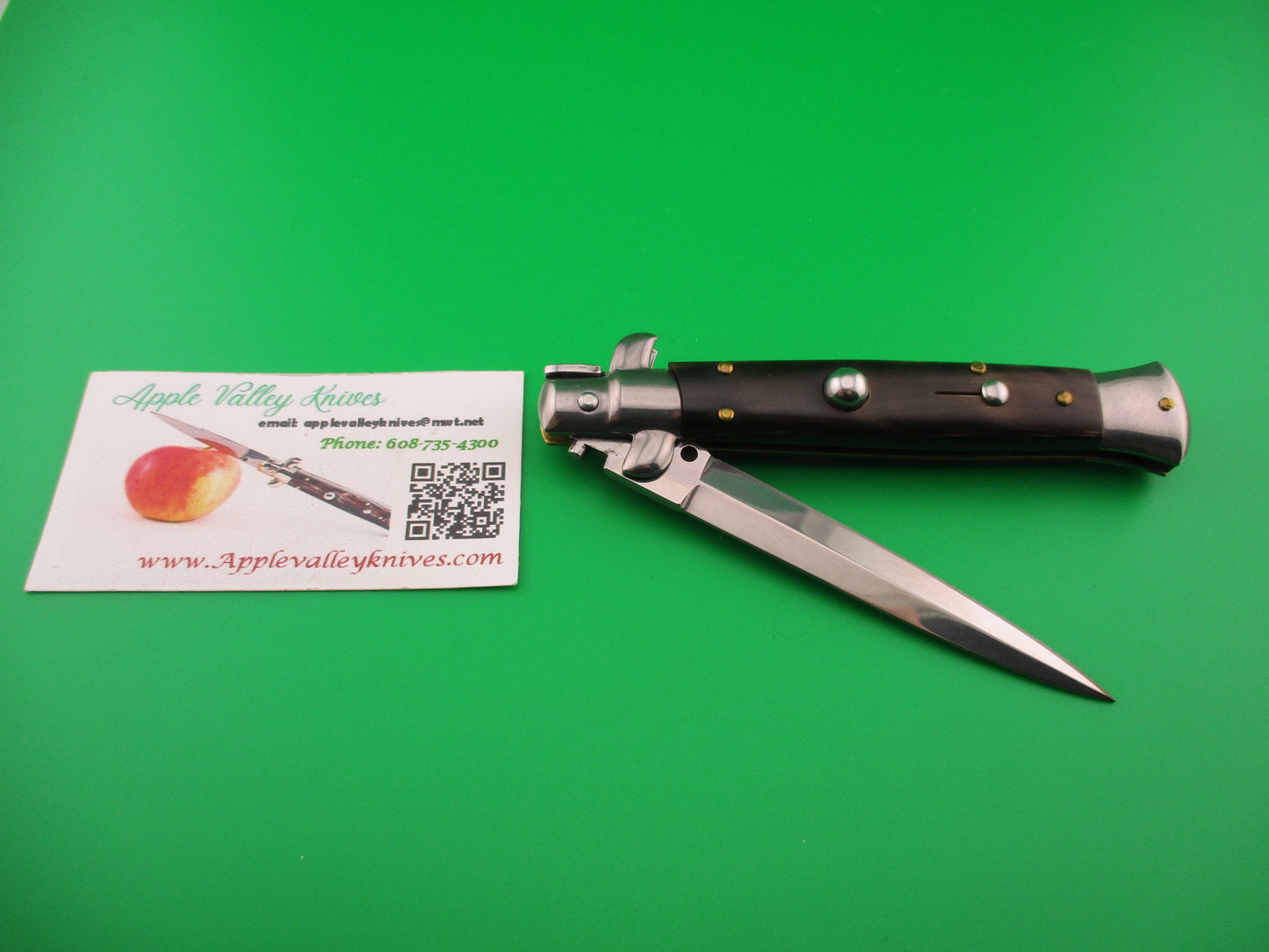 FRANK B 23cm Italian Dagger Stiletto horn swivel bolster automatic knife