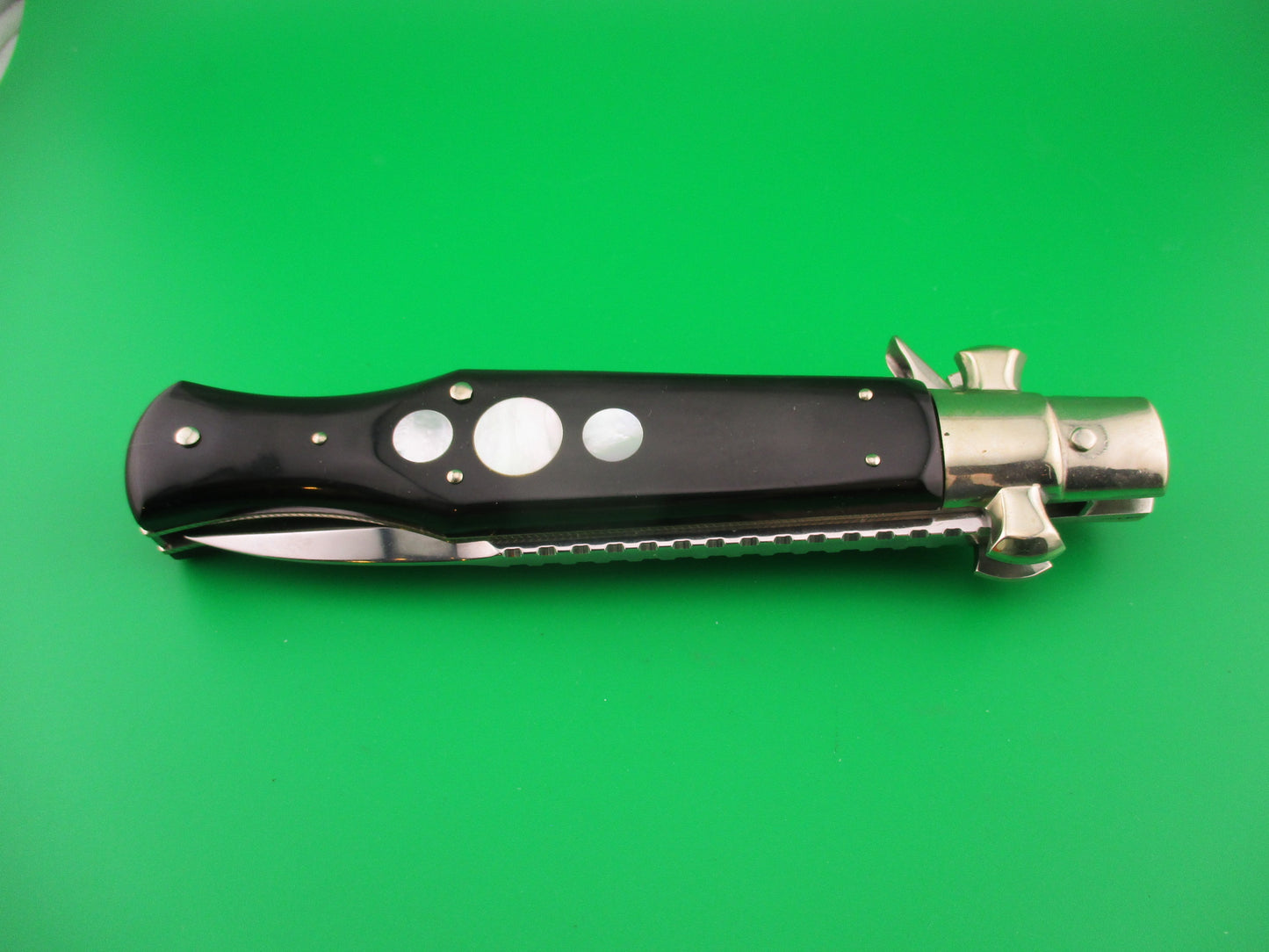 AGA CAMPOLIN 29cm Italian BLACK WIDOW Fulcrum Wasp Square button MOP automatic knife
