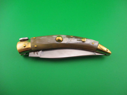 RENZO PASCOTTO 27cm Italian Catalana Picklock Brass & Horn automatic knife