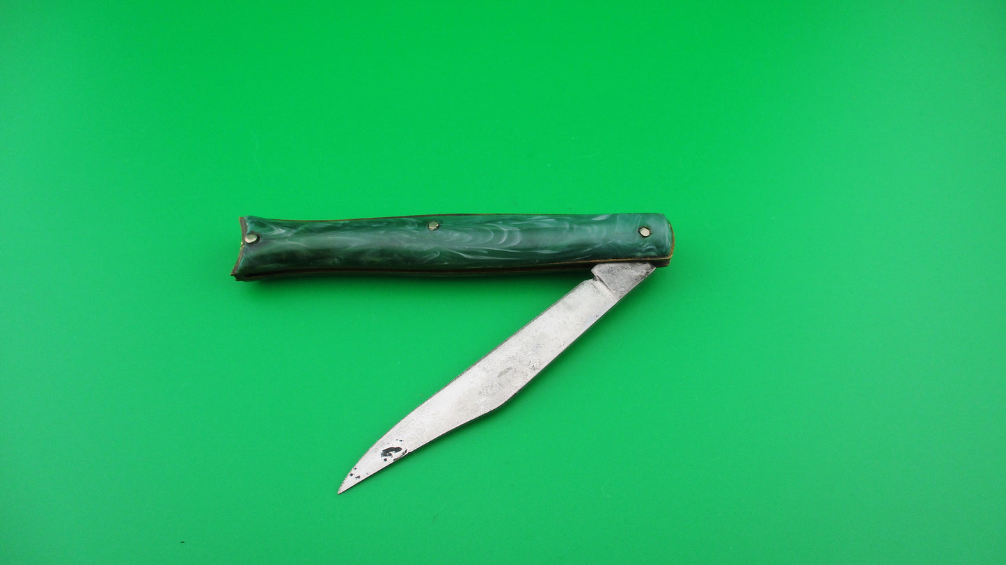 Edgemaster Fishtail Green Swirl 1950s American switchblade knife