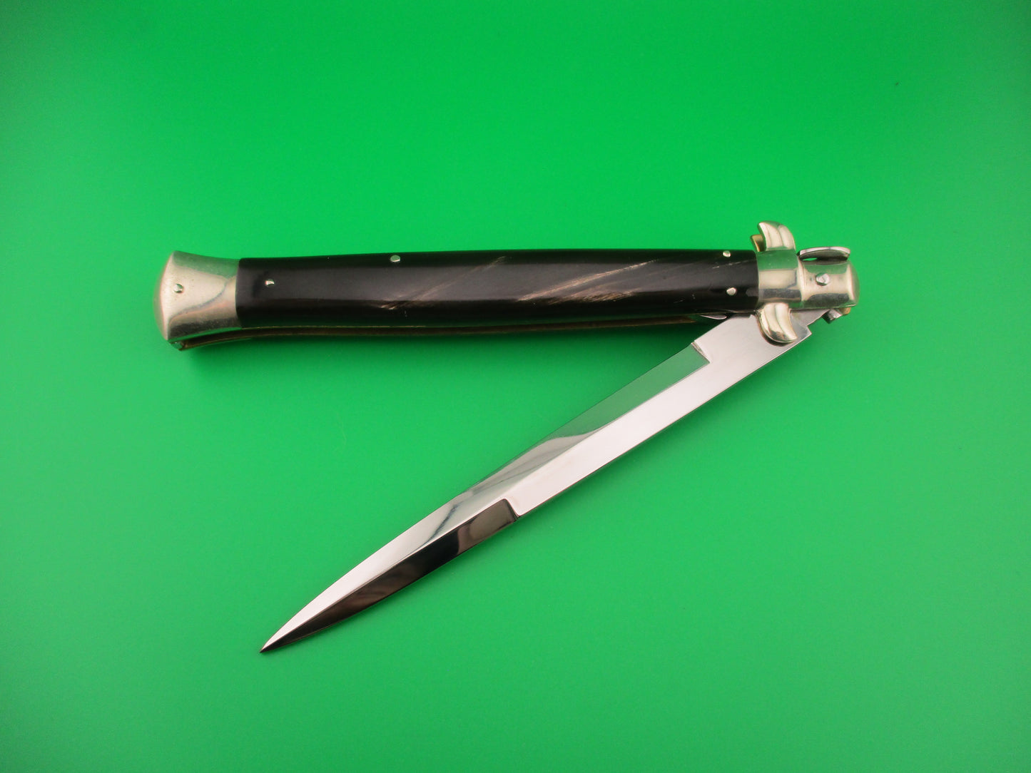 z AGA CAMPOLIN 33cm Picklock Stiletto Brown streaked horn NOS automatic knife