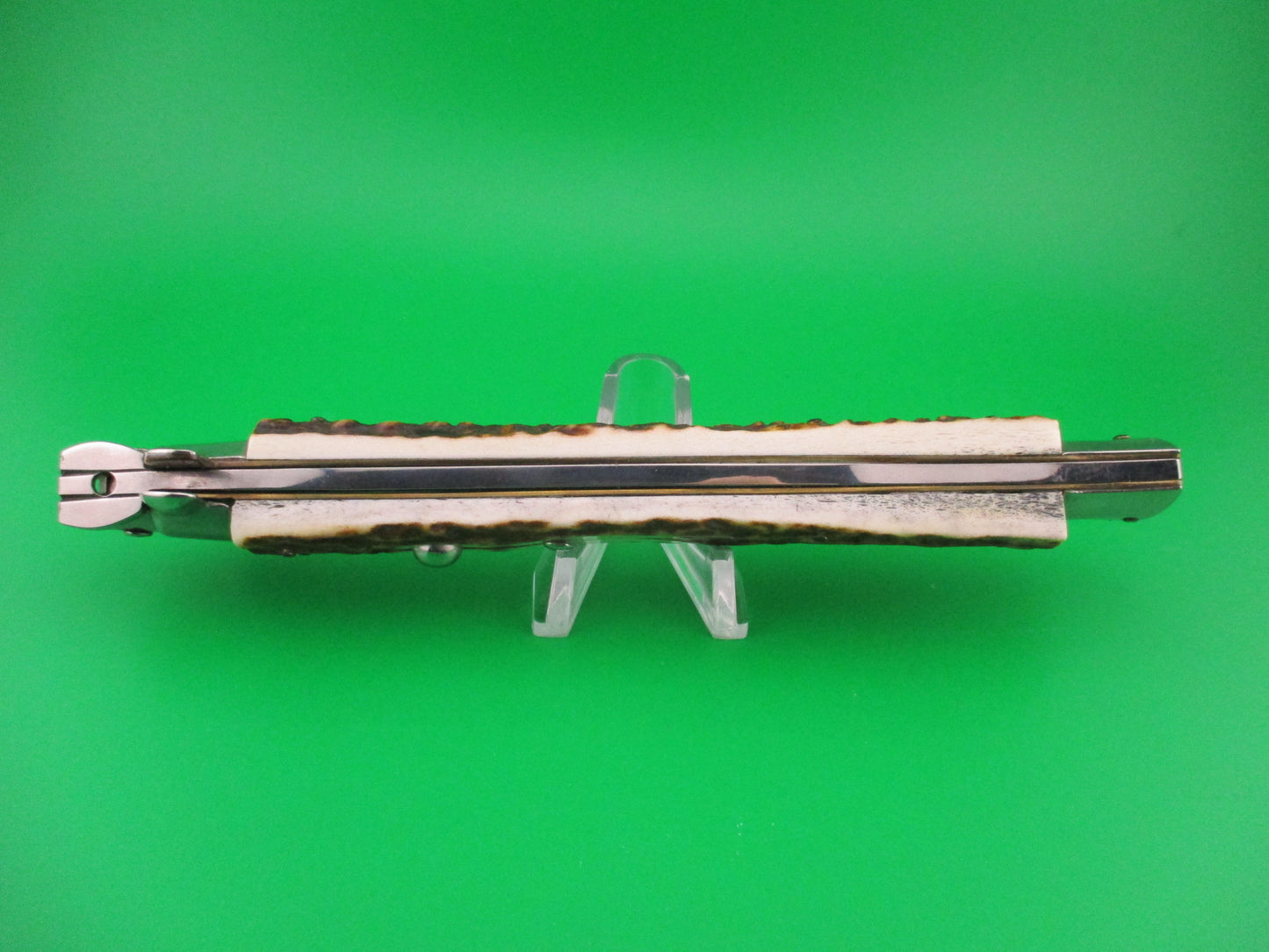 FRANK B 33cm Italian Stiletto Bayonet Stag swivel bolster automatic knife