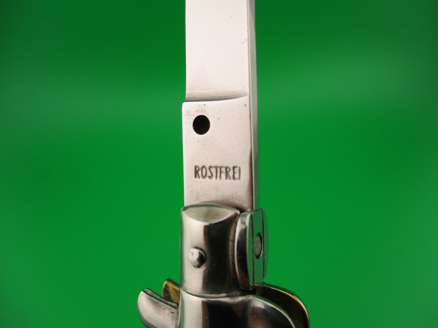 ROSTFREI 16cm Italian Stag stiletto Oreste Dibon swivel bolster automatic knife