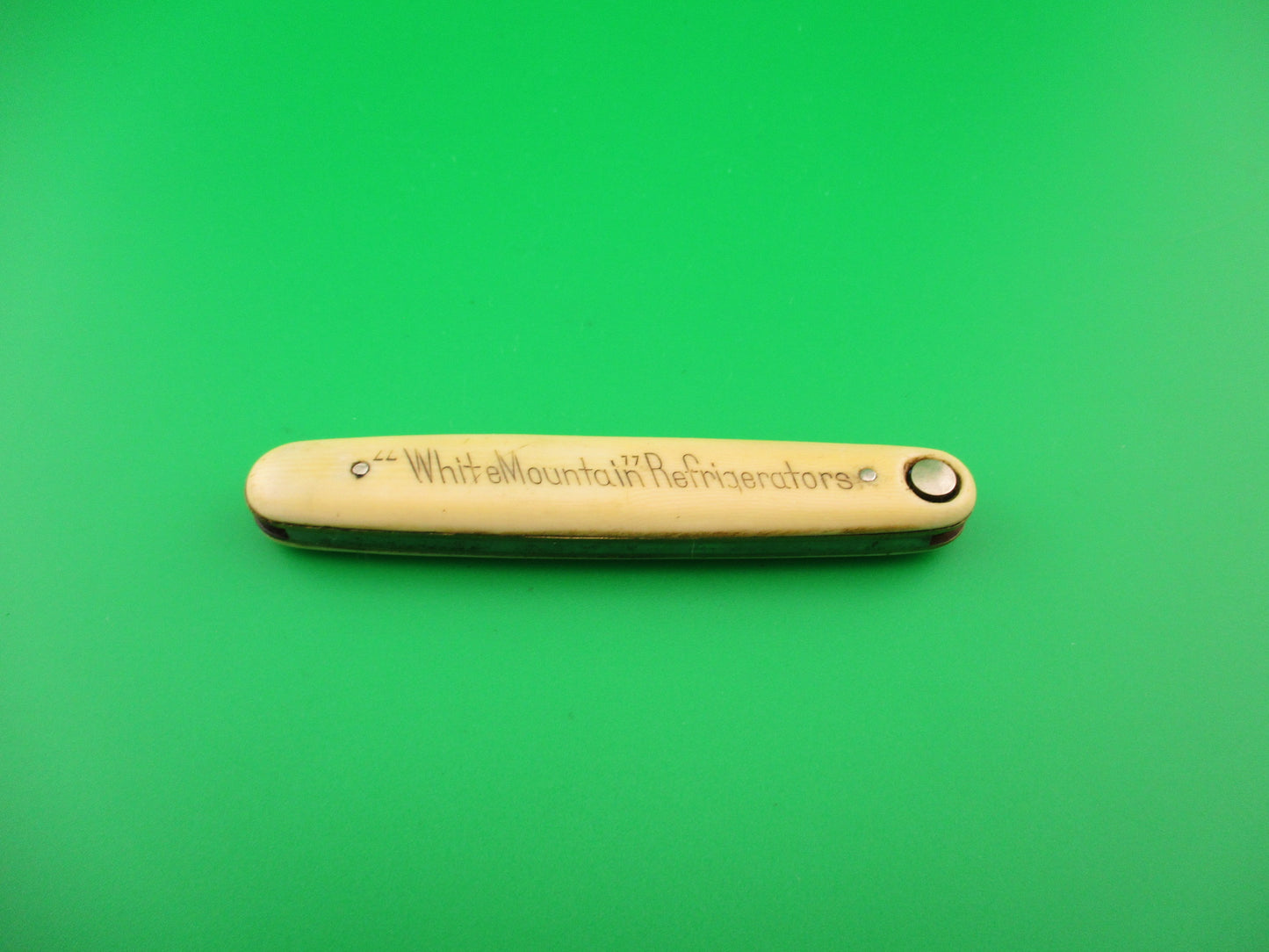 Press Button Knife Co White Mountain Ivory Celluloid Antique automatic knife
