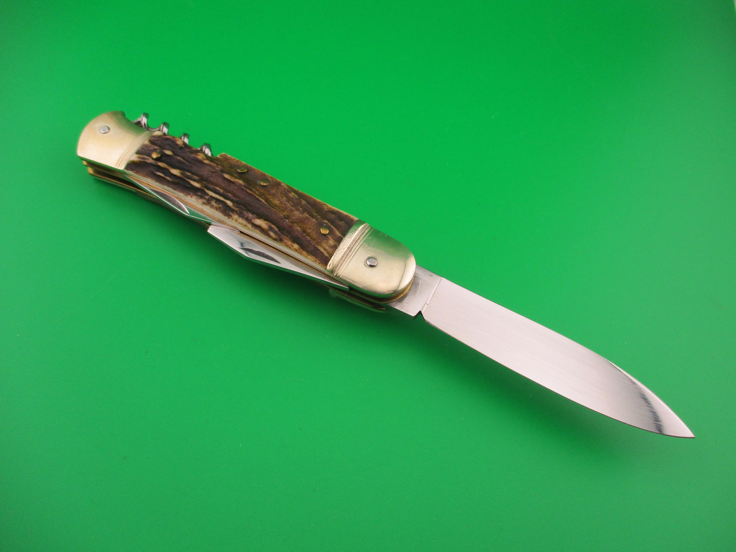 Hubertus 4 Blade Camper 11cm West German Lever Stag automatic knife