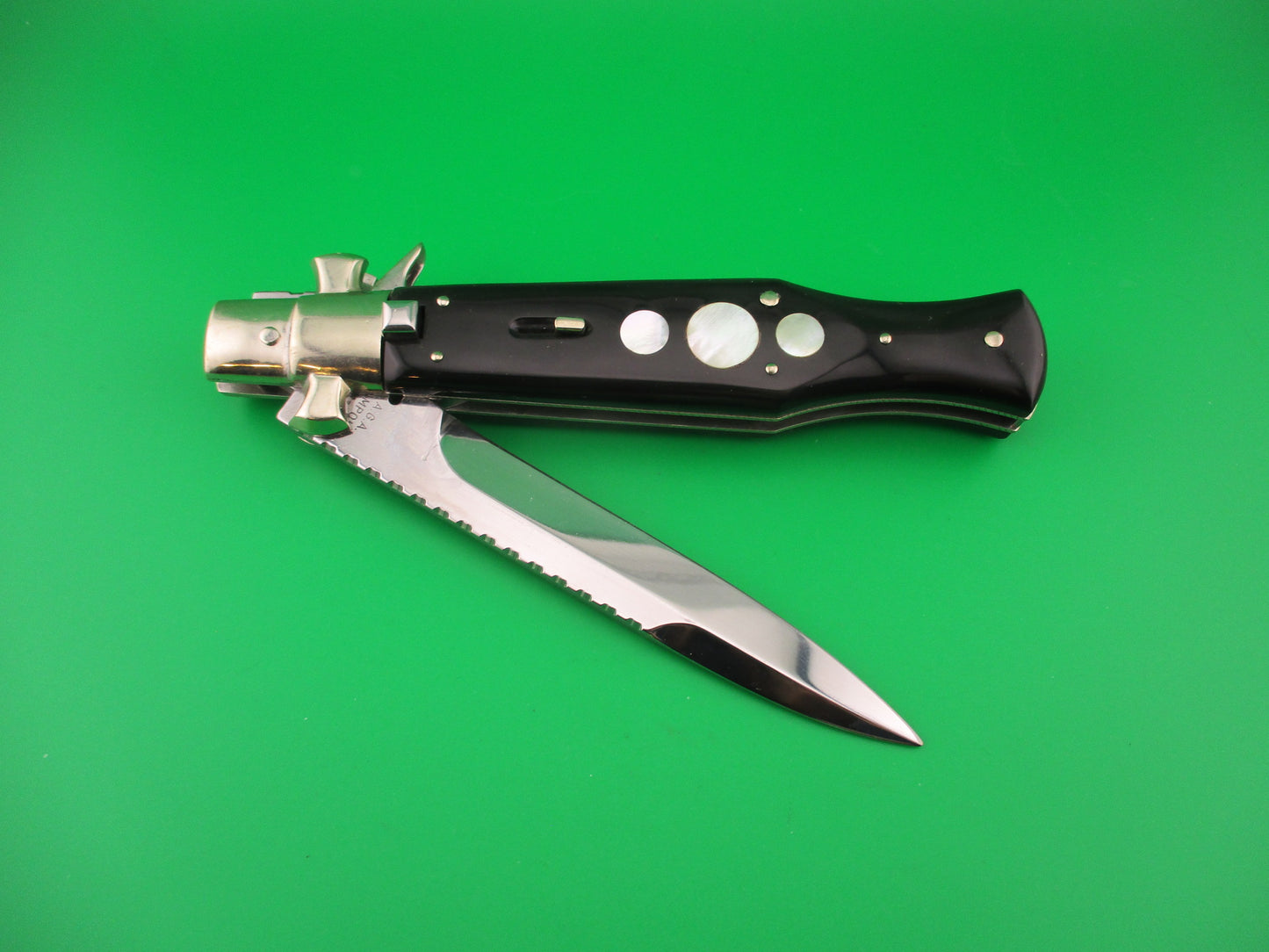 AGA CAMPOLIN 29cm Italian BLACK WIDOW Fulcrum Wasp Square button MOP automatic knife