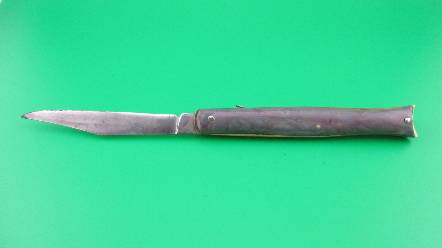 Edgemaster Fishtail Purple & green swirl 1950s American switchblade knife