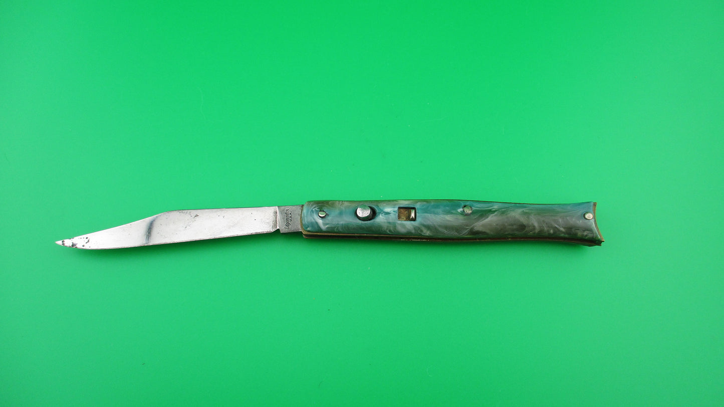 Edgemaster Fishtail Green Swirl 1950s American switchblade knife