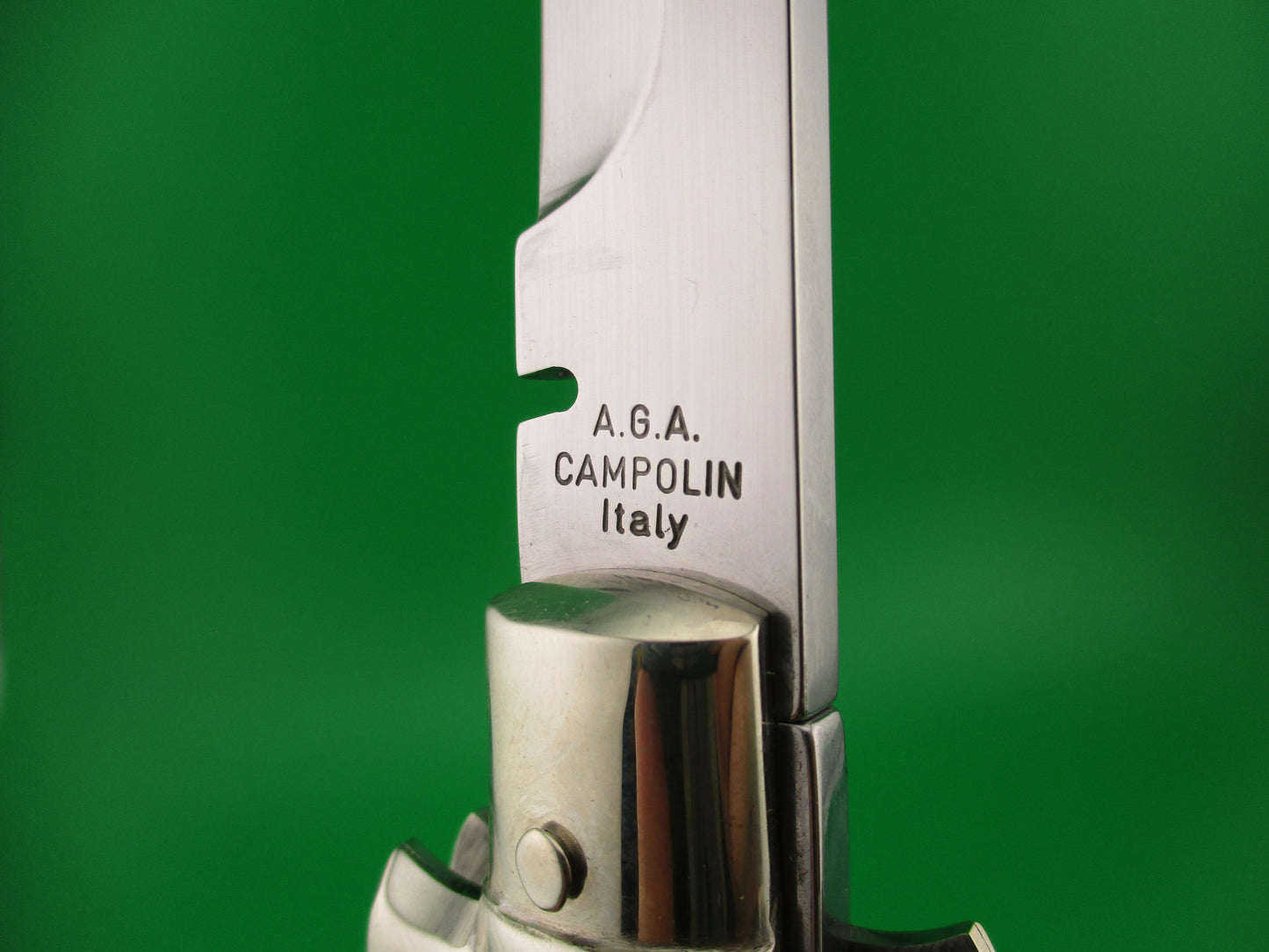 AGA CAMPOLIN 29cm Italian BLACK WIDOW Fulcrum Wasp Square button Dark horn automatic knife