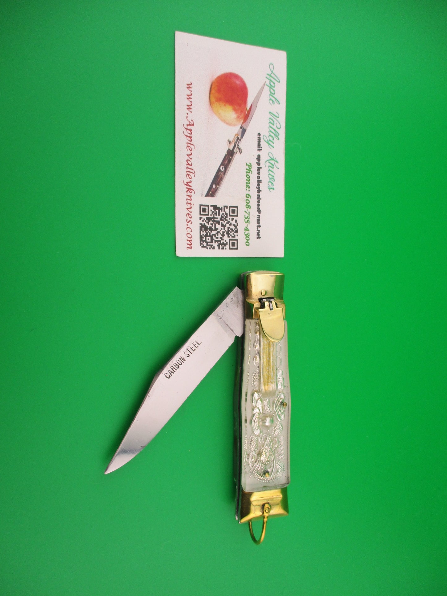 CARBON STEEL 19cm Bullfighter Dragon vintage White Lever switchblade knife
