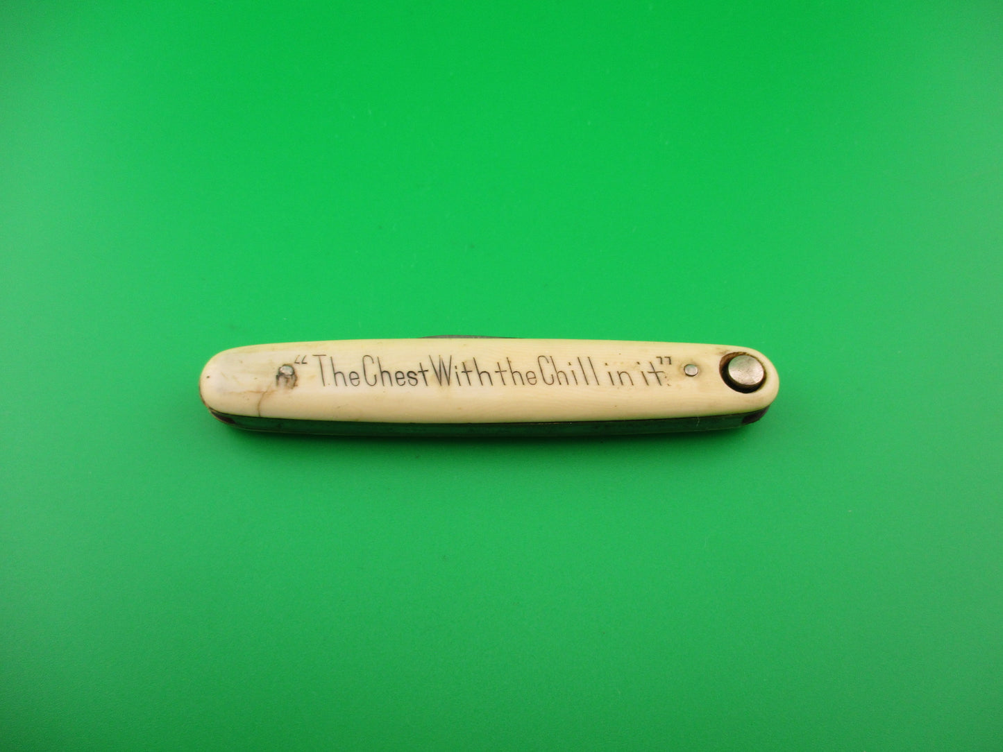 Press Button Knife Co White Mountain Ivory Celluloid Antique automatic knife