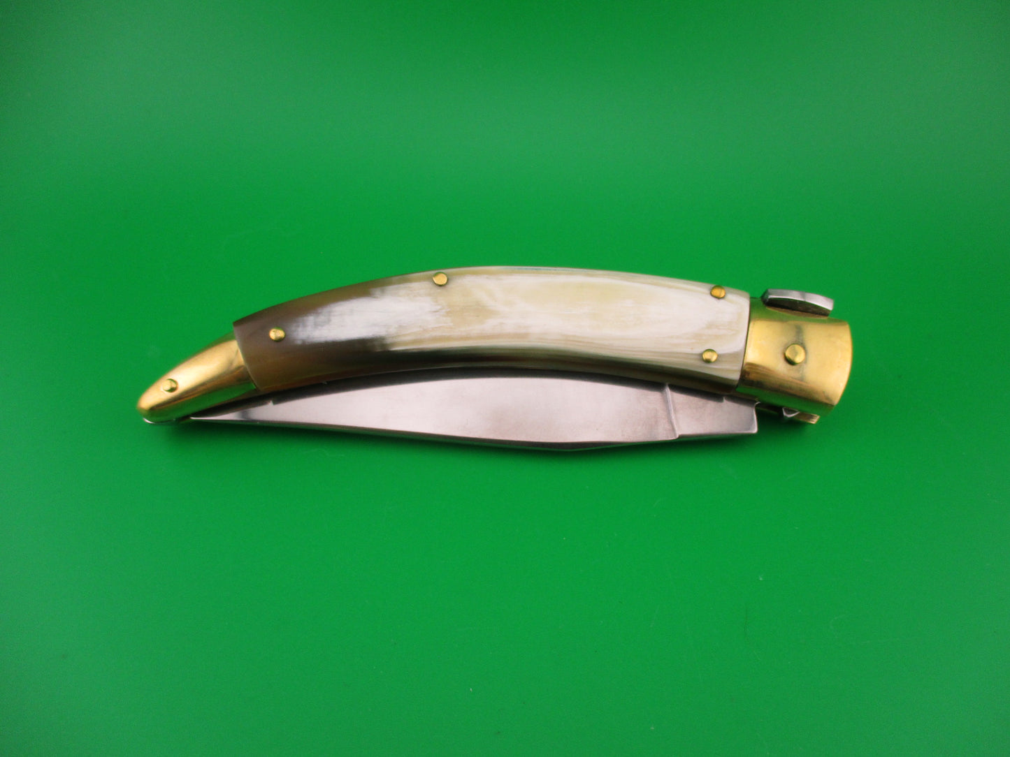 RENZO PASCOTTO 27cm Italian Catalana Picklock Brass & Horn automatic knife