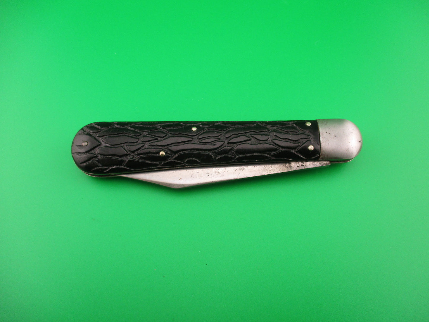 PRESTO Hunter Black Wormgroove scales Vintage Schrade automatic knife