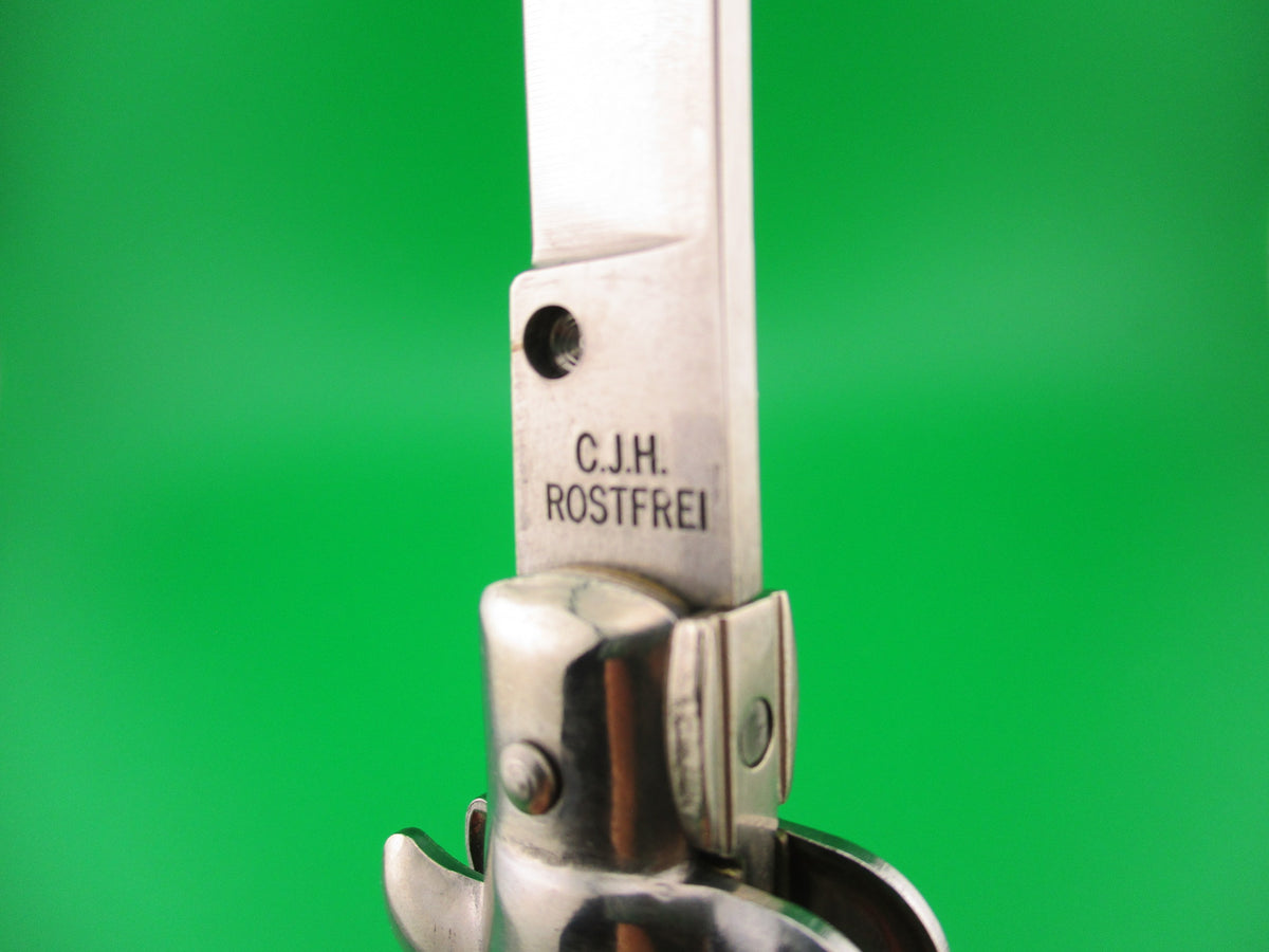 CJH ROSTFREI 21cm Italian Swivel bolster Red acrylic automatic knife Germany